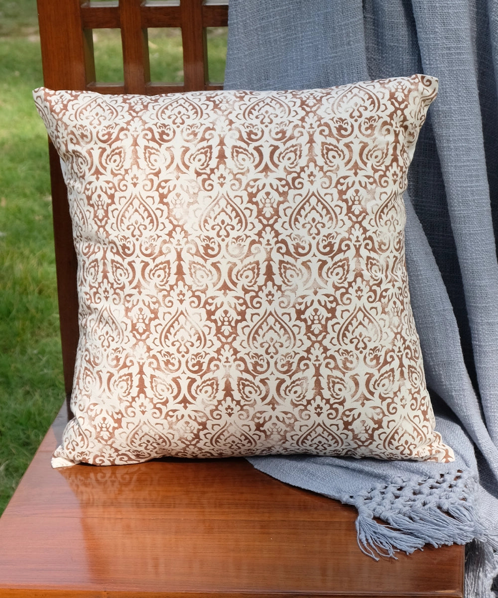 Cream Distress Ornamental Cotton Cushion Cover (16"x16")