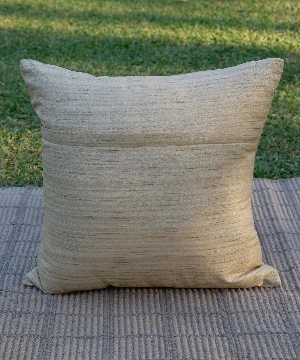 Beige with Rust Paisley Embroidered Cushion Cover