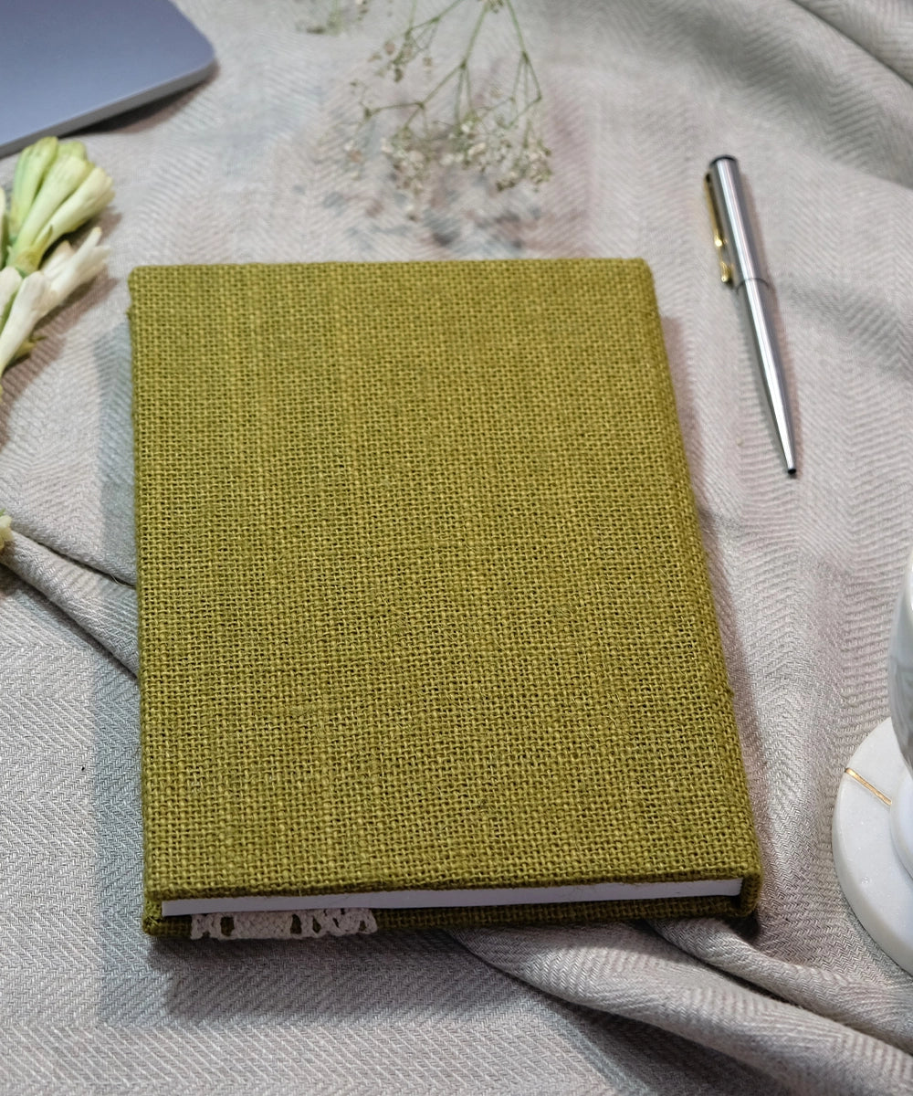 Olive Jute with Crochet lace Handmade Diary