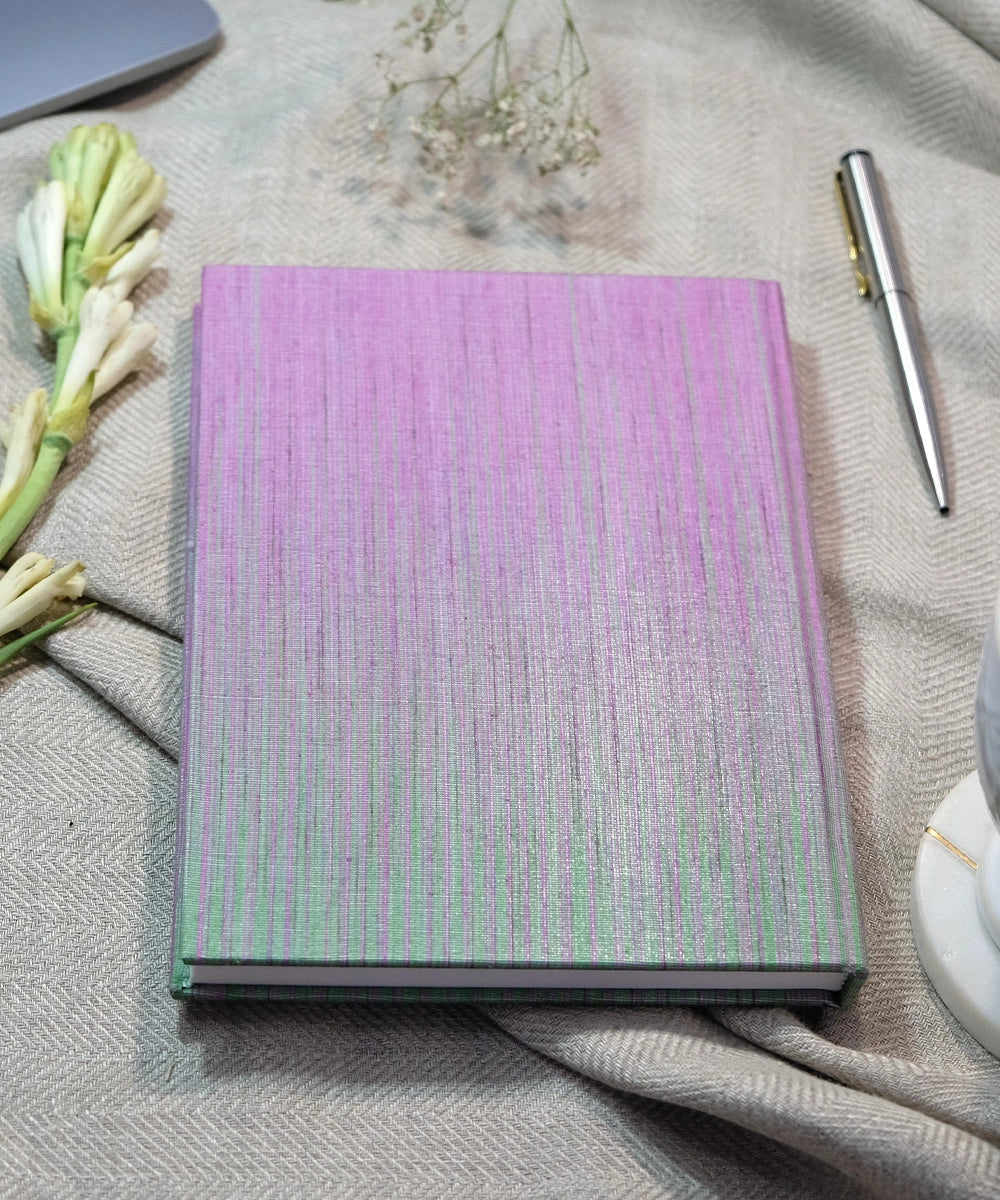 Pink & Green Handloom Ikat Handmade Diary