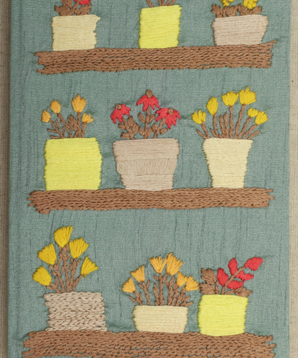 Sea Green Dupion Hand Embroidered Diary