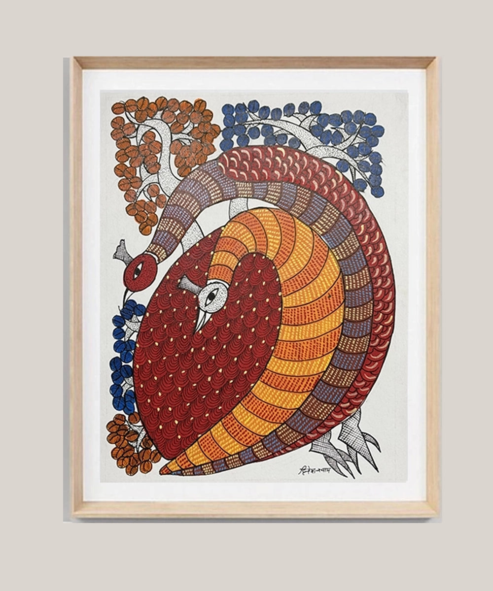 Gond Painting | Two Peacock | 11.5 x 15 Inches | Unframed