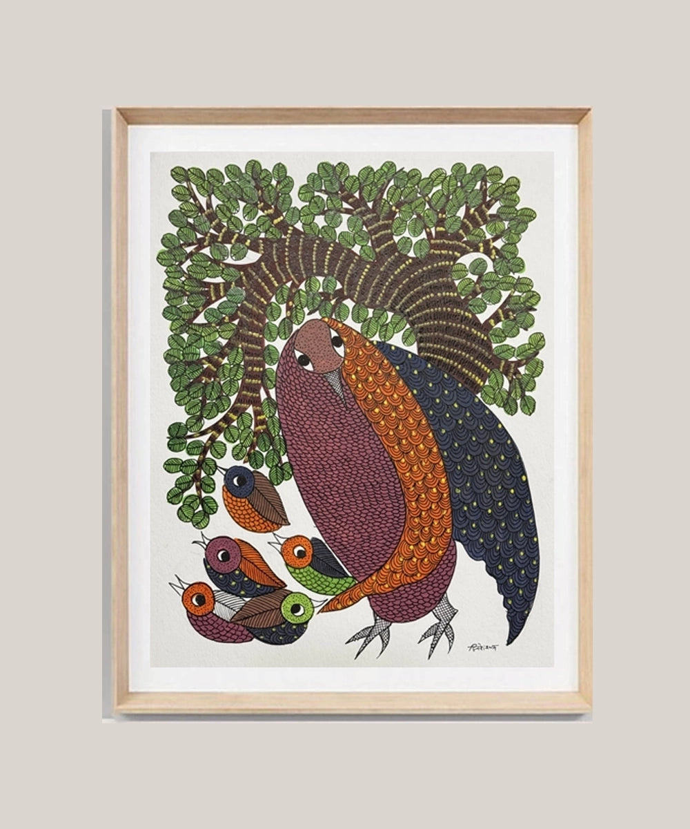 Gond Painting | Owl | 11.5 x 15 Inches | Unframed