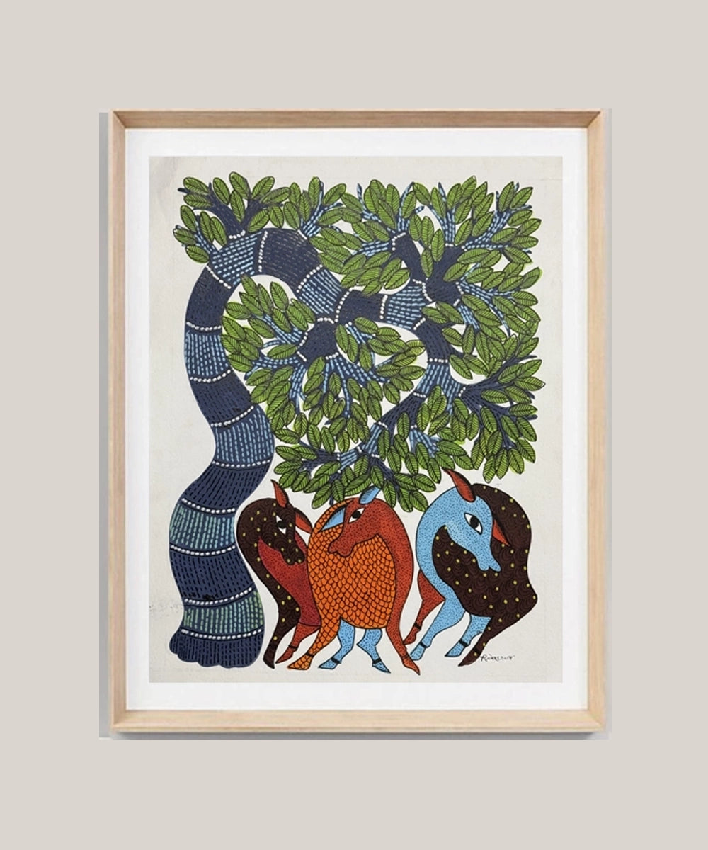 Gond Painting | Deer | 11.5 x 15 Inches | Unframed