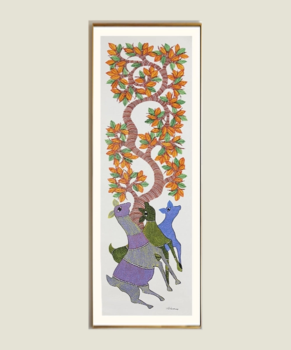 Gond Painting | Deers | 1 x 3 Feet | Unframed