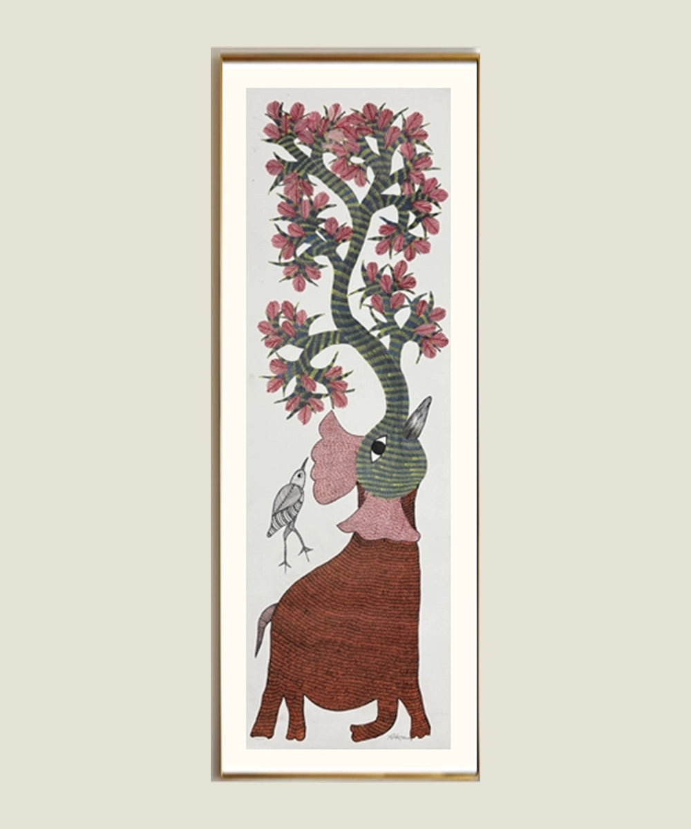 Gond Painting | Elephant | 1 x 3 Feet | Unframed