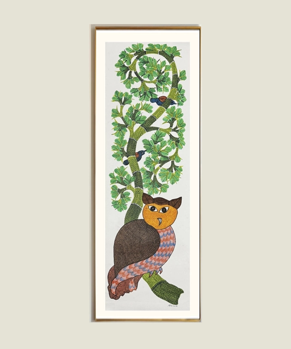 Gond Painting | Owl | 1 x 3 Feet | Unframed