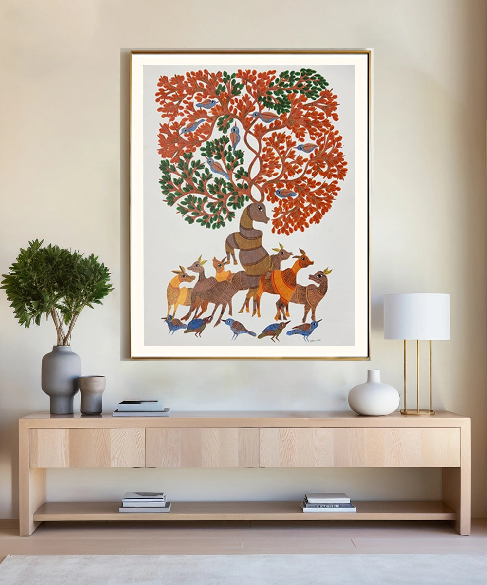 Gond Painting | Deers | 2 x 3 Feet | Unframed