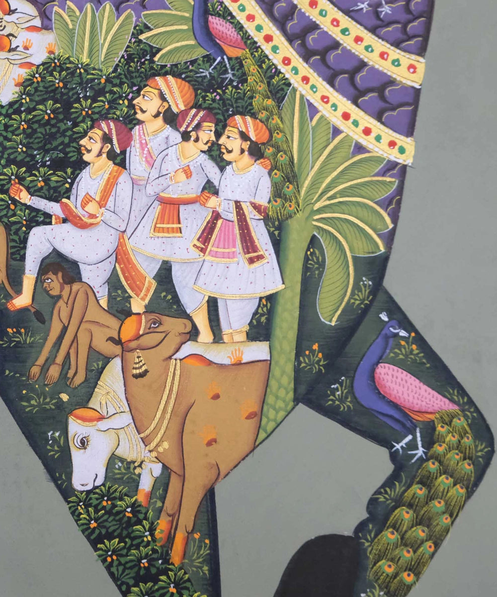 Pichwai Painting On Cloth| Shrinath and Cow| 2x3 Feet | Unframmed