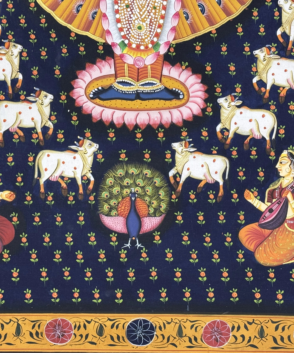 Pichwai Painting On Cloth| Shrinath & Cows| 2x3 Feet | Unframmed