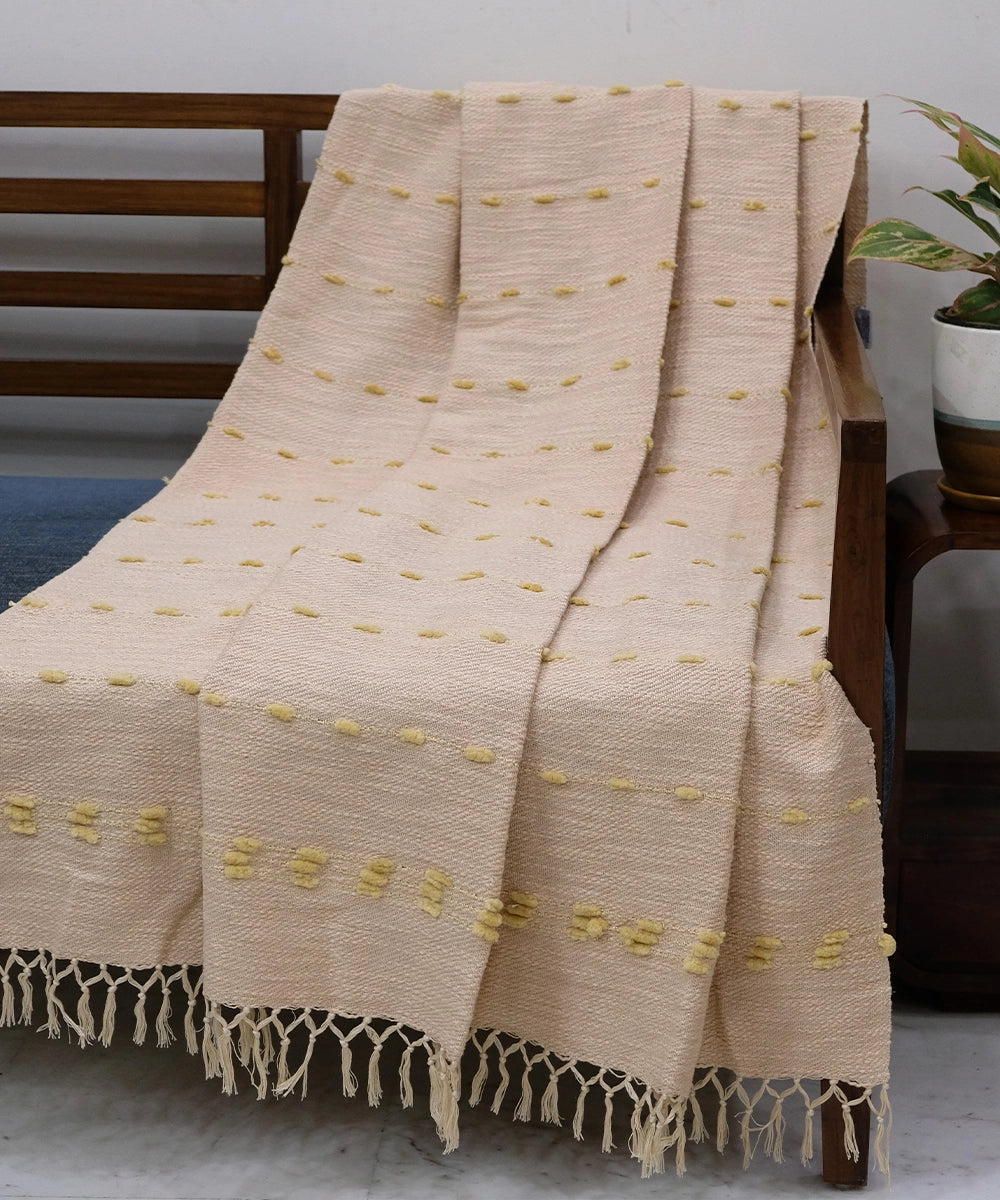 Light Peach with slub Cotton Poly Yarn Dye Handwoven Throw