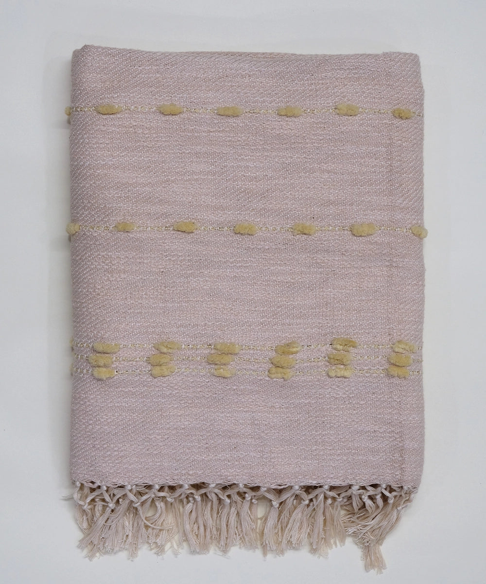 Light Peach with slub Cotton Poly Yarn Dye Handwoven Throw