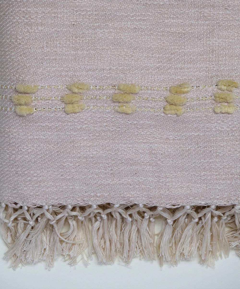 Light Peach with slub Cotton Poly Yarn Dye Handwoven Throw