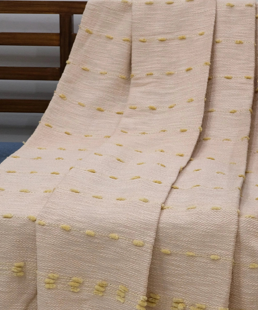 Light Peach with slub Cotton Poly Yarn Dye Handwoven Throw