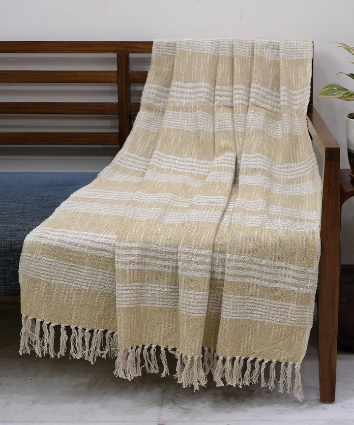 Beige & Cream Yarn Dye Cotton Handwoven Throw