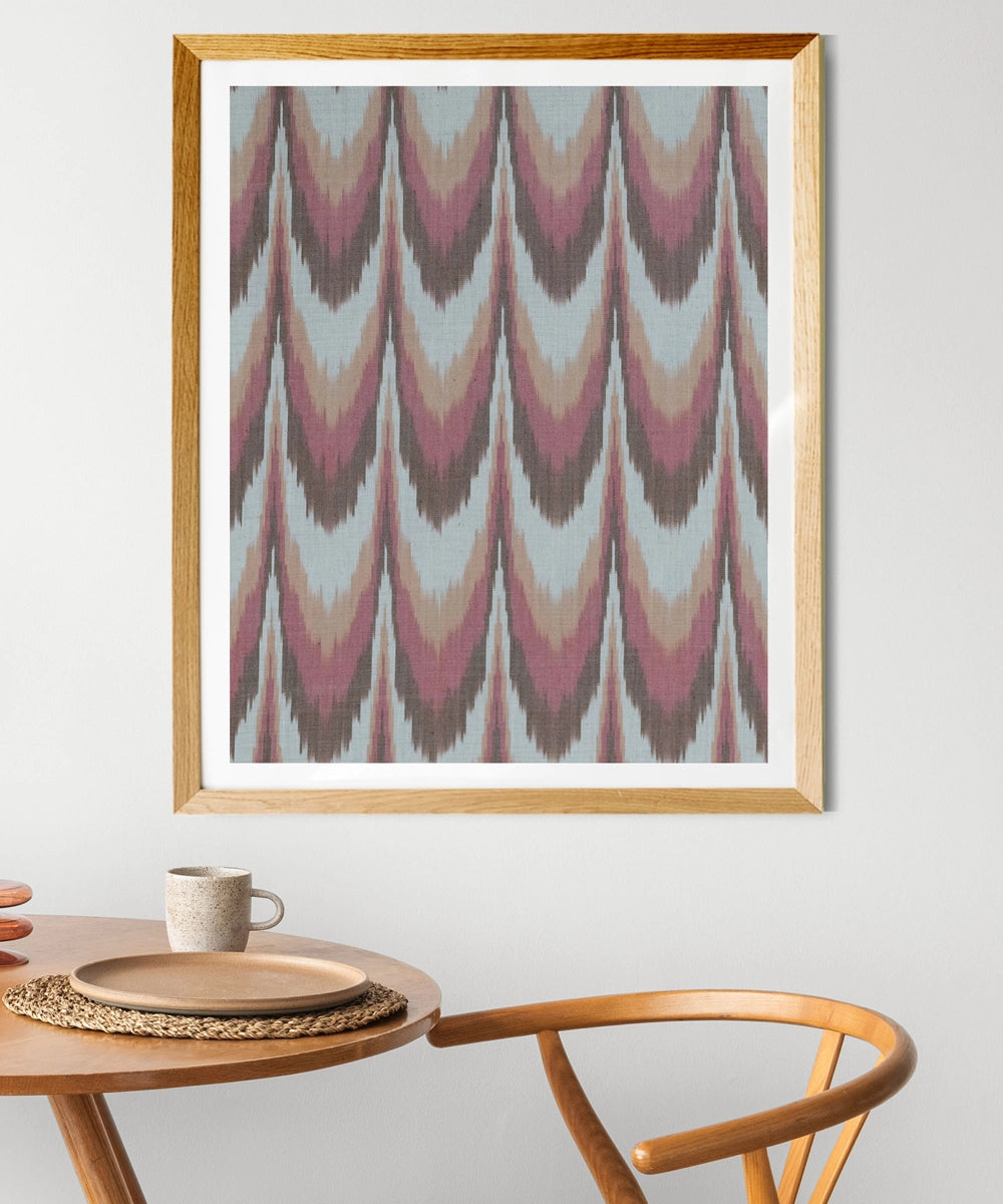 Pink Multi Ikat Handloom Textile Wall Art | 25" x 19" Unframed