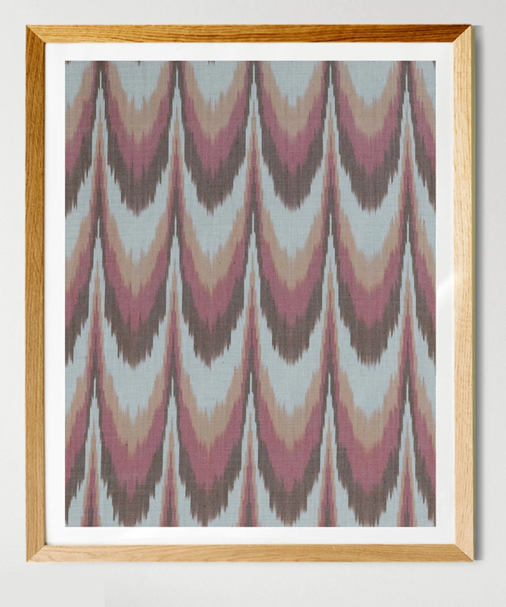 Pink Multi Ikat Handloom Textile Wall Art | 25" x 19" Unframed