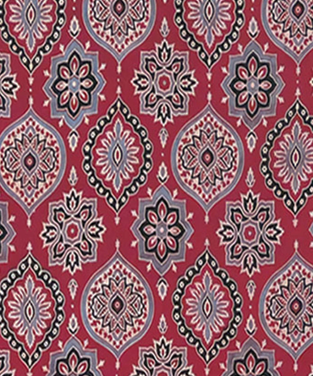 Moroccan Red Ajrakh Printed Textile Wall Art (25"x19") Unframed