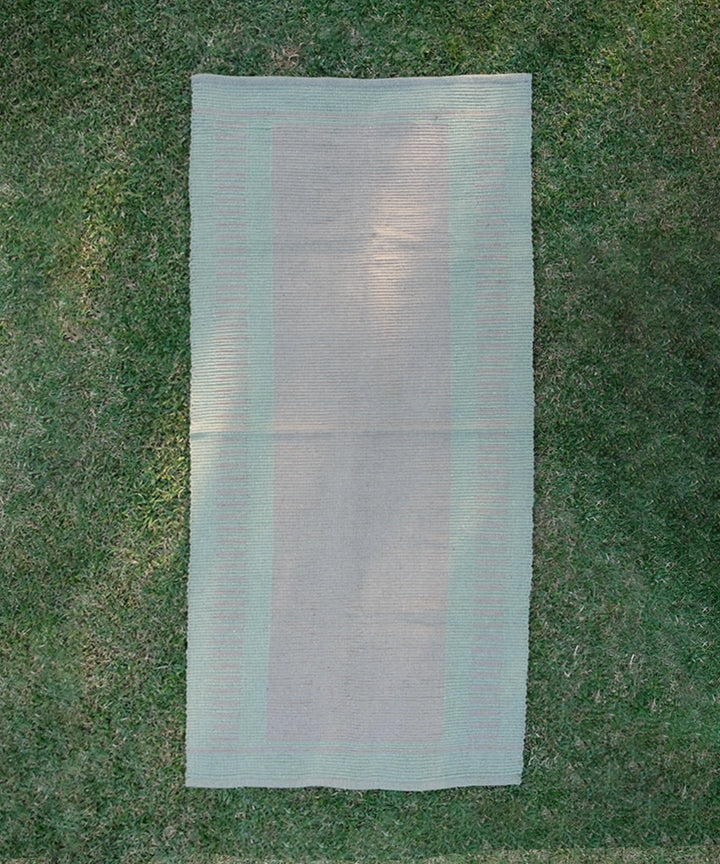 Sage Green with Beige Pure Handloom Cotton Yoga Mat